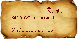 Körözsi Arnold névjegykártya